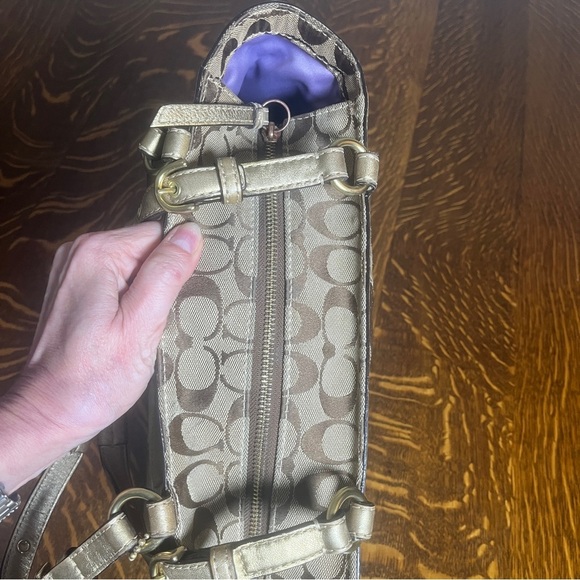 Coach Mosaic Gallery Patchwork Metallic Gold and Tan Tote/Shoulder Bag - Picture 6 of 10